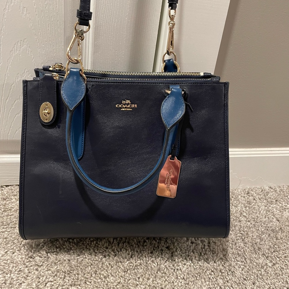 Coach shoulder or crossbody bag - blue with snake print